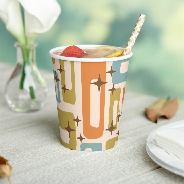 Retro Mid Century Modern Abstract Pattern Paper Cups (Insitu)