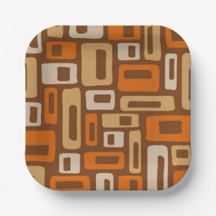 Retro Mid Century Modern Abstract Pattern Paper Plate