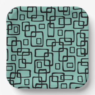 Retro Mid Century Modern Abstract Pattern Paper Plate