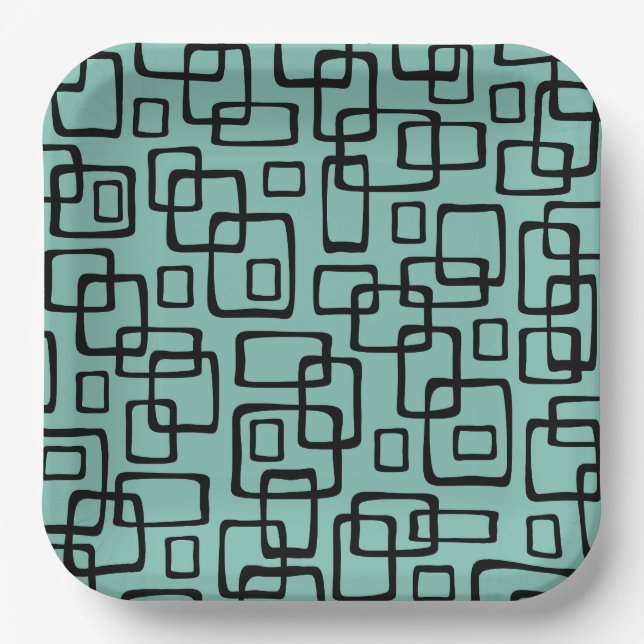 Retro Mid Century Modern Abstract Pattern Paper Plate (Front)