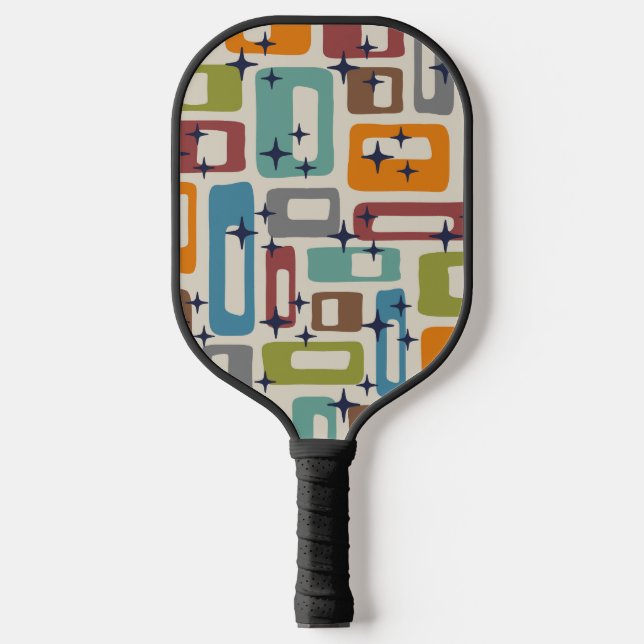 Retro Mid Century Modern Abstract Pattern Pickleball Paddle (Front)