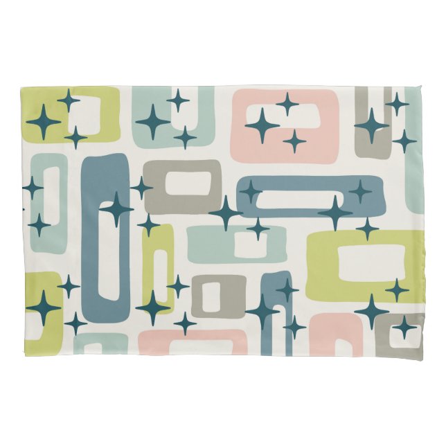 Retro Mid Century Modern Abstract Pattern Pillowcase (Front-Left)