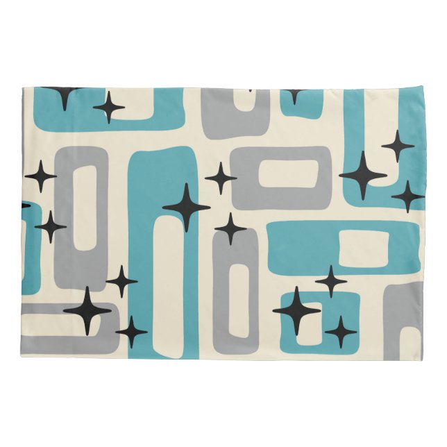 Retro Mid Century Modern Abstract Pattern Pillowcase (Back)