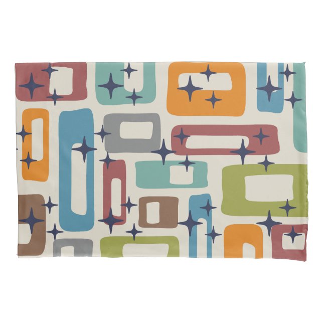 Retro Mid Century Modern Abstract Pattern Pillowcase (Front-Left)