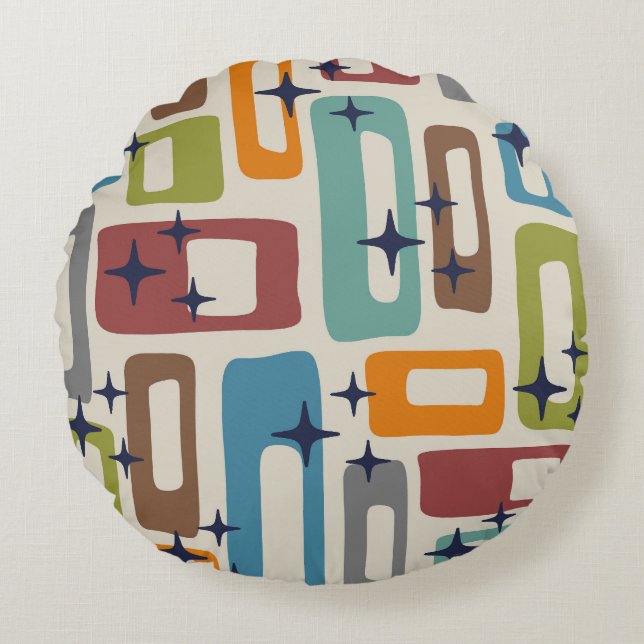 Retro Mid Century Modern Abstract Pattern Round Cushion (Front)