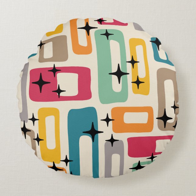 Retro Mid Century Modern Abstract Pattern Round Cushion (Front)