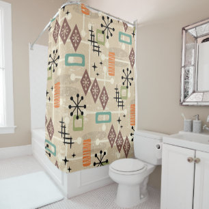 Retro Mid Century Modern Abstract Pattern Shower Curtain