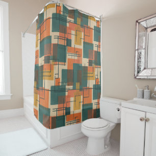 Retro Mid Century Modern Abstract Pattern  Shower Curtain