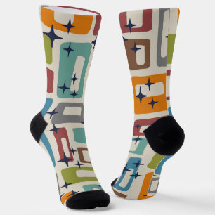 Retro Mid Century Modern Abstract Pattern Socks