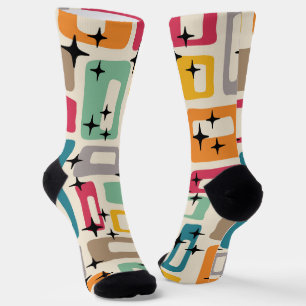 Retro Mid Century Modern Abstract Pattern Socks