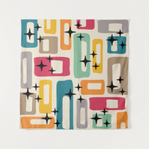 Retro Mid Century Modern Abstract Pattern Tapestry