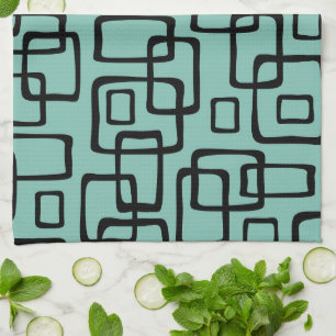Retro Mid Century Modern Abstract Pattern Tea Towel