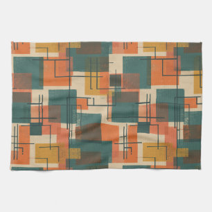 Retro Mid Century Modern Abstract Pattern Tea Towel