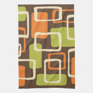 Retro Mid Century Modern Abstract Pattern Tea Towel