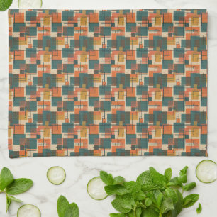 Retro Mid Century Modern Abstract Pattern Tea Towel