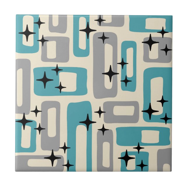 Retro Mid Century Modern Abstract Pattern Tile (Front)