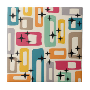 Retro Mid Century Modern Abstract Pattern Tile