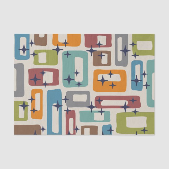Retro Mid Century Modern Abstract Pattern Tissue Paper (Front)