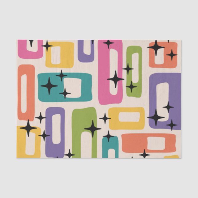 Retro Mid Century Modern Abstract Pattern Tissue Paper (Front)