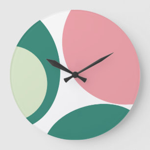 Retro Mid Century Modern Abstract Pink Green Large Clock