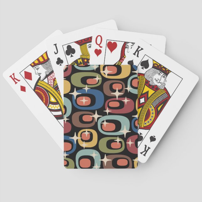 Retro Mid Century Modern Abstract Playing Cards (Back)