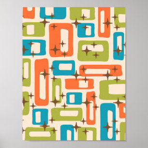 Retro Mid Century Modern Abstract Poster