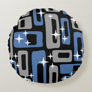 Retro Mid Century Modern Abstract Round Cushion