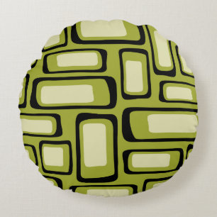 Retro Mid Century Modern Abstract Round Cushion