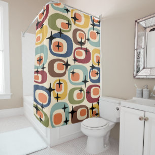 Retro Mid Century Modern Abstract Shower Curtain