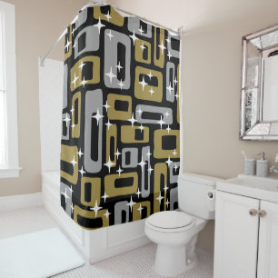 Retro Mid Century Modern Abstract Shower Curtain