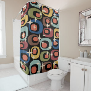 Retro Mid Century Modern Abstract Shower Curtain