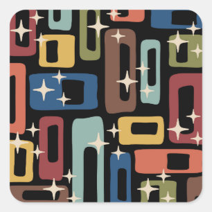 Retro Mid Century Modern Abstract Square Sticker