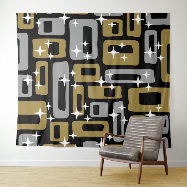Retro Mid Century Modern Abstract Tapestry (In Situ (Horizontal))