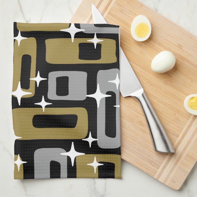 Retro Mid Century Modern Abstract Tea Towel (Quarter Fold)
