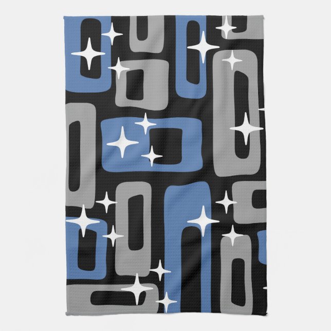 Retro Mid Century Modern Abstract Tea Towel (Vertical)