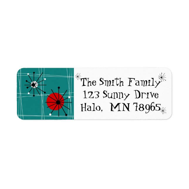 Retro Mid Century Modern Address Labels (Front)