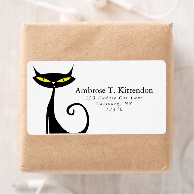 Retro Mid Century Modern Atomic 60s Black Cat (Insitu)