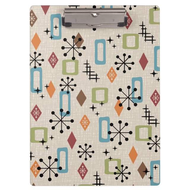 Retro Mid Century Modern Atomic Abstract Pattern Clipboard (Front)