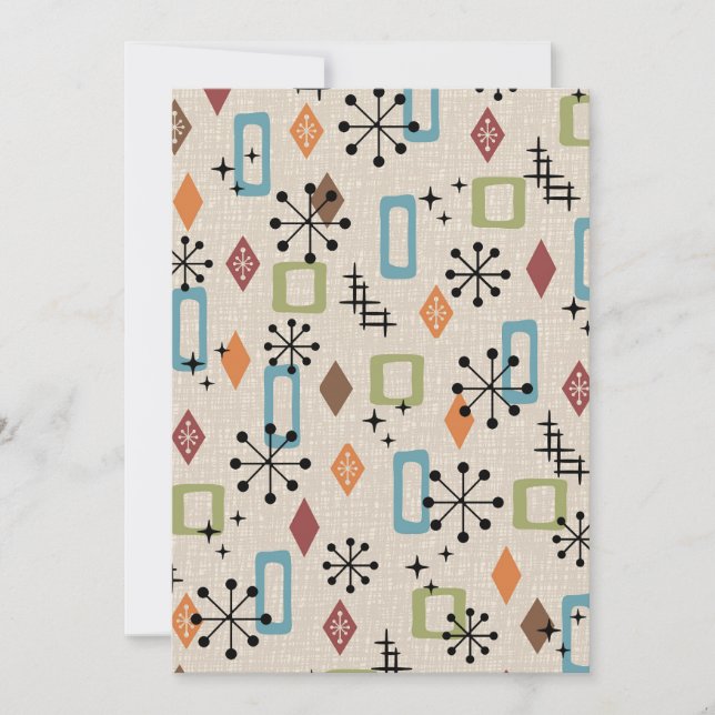 Retro Mid Century Modern Atomic Abstract Pattern Invitation (Front)