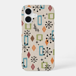 Retro Mid Century Modern Atomic Abstract Pattern iPhone 16 Case