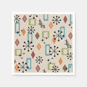 Retro Mid Century Modern Atomic Abstract Pattern Napkin
