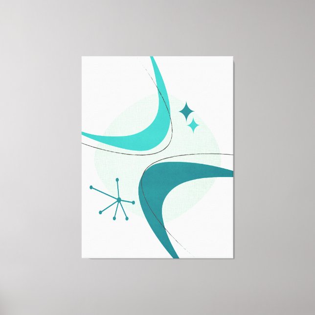 Retro Mid Century Modern Atomic Age 26 Aqua, Teal Canvas Print (Front)