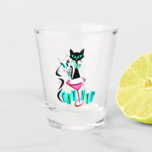 Retro Mid Century Modern Atomic Cat CatNip Shot Glass