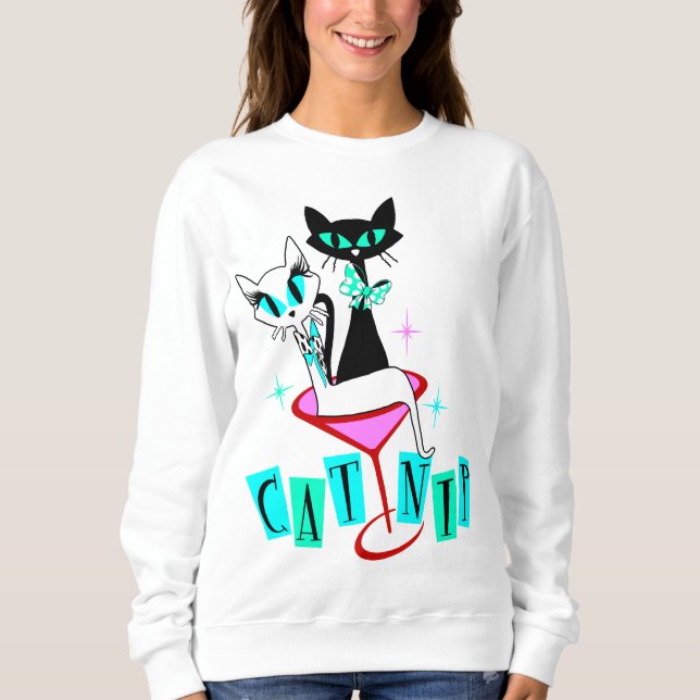 Retro Mid Century Modern Atomic Cat Sweatshirt (Front)