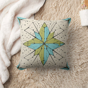 Retro Mid Century Modern Atomic Geometric Pattern Cushion