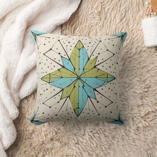 Retro Mid Century Modern Atomic Geometric Pattern Cushion (Blanket)