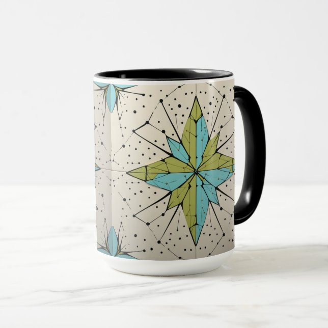 Retro Mid Century Modern Atomic Geometric Pattern Mug (Front Right)