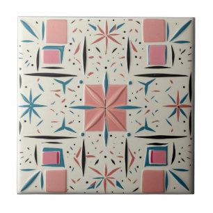 Retro Mid Century Modern Atomic Geometric Pattern Tile
