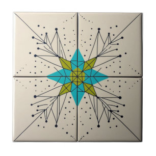 Retro Mid Century Modern Atomic Geometric Pattern Tile