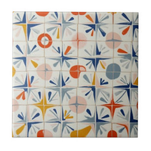 Retro Mid Century Modern Atomic Geometric Pattern Tile